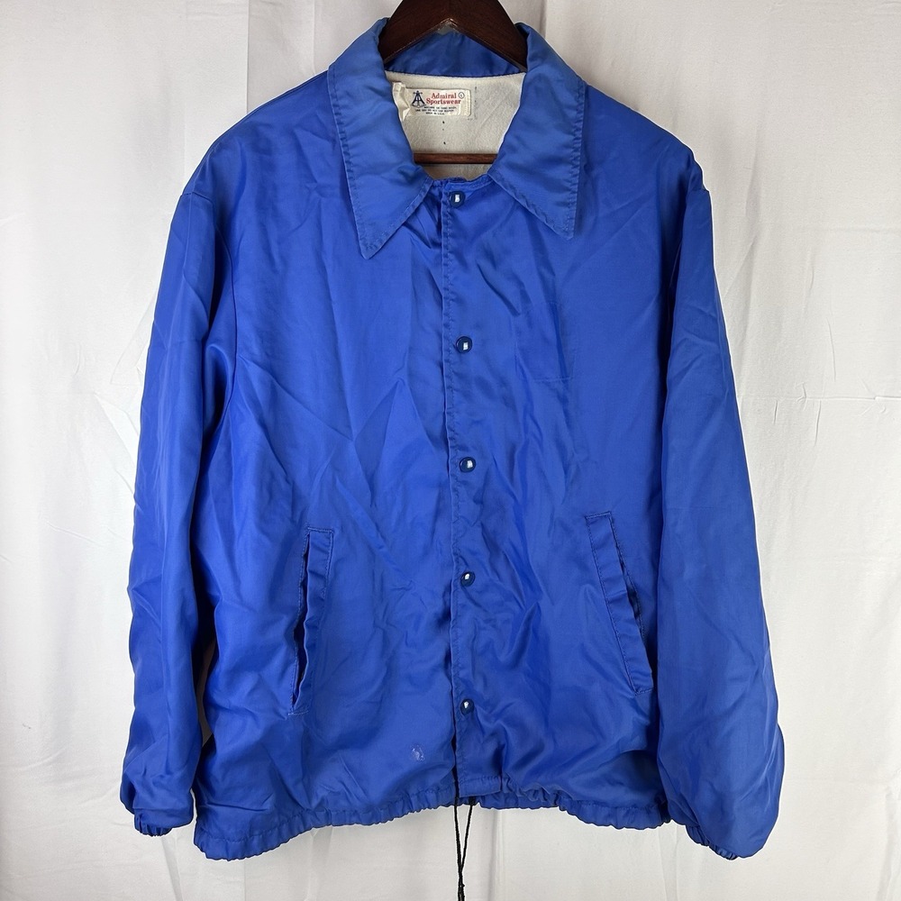 Vintage 70s Admiral Sportswear Coach Bomber Jacket Mens Medium Blue Snap Button